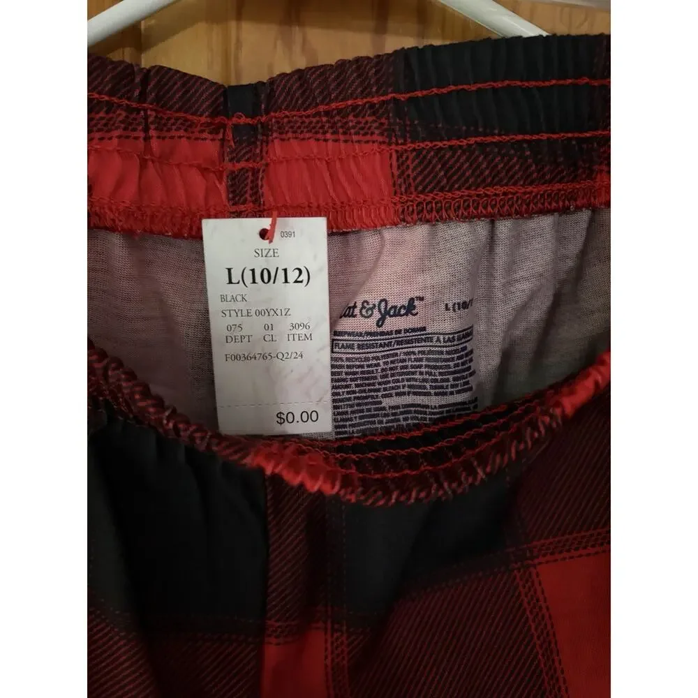 Cat & Jack Boy's Size L (10-12) Long Sleeve Christmas Pajama Set 2pc Red Plaid